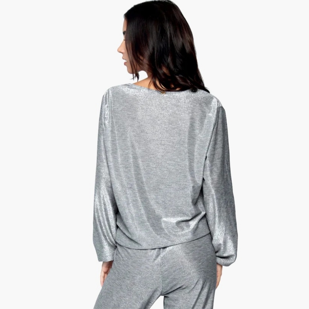 PQ X Herbert Twins Elisha Long sleeve top in silver size XS/S - Picture 2 of 12